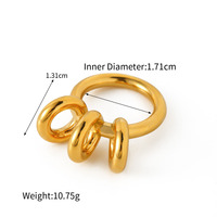 Anneaux torsadés géométriques ronds en acier inoxydable plaqué or 18 carats de conception simple pour cadeau femme