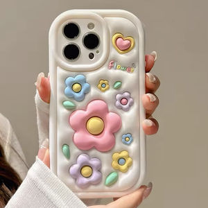 Nouveau luxe 3D couleur fleur fille coeur Silicone coque de téléphone souple Anti-chute pour <span class=keywords><strong>iPhone</strong></span> 11 12 13 14 15 Pro Max - Product Image 1