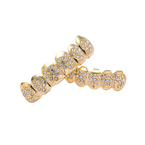 BES Hip Hop or dents Grillz bijoux glacé plein <span class=keywords><strong>strass</strong></span> coeur dents <span class=keywords><strong>dentaire</strong></span> Grillz ensemble mode corps bijoux hommes - Product Image 4