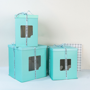 Emballage Unique fantaisie Logo en carton en vrac 10X10X5 pouces boîte à gâteau de mariage de luxe avec fenêtre à vendre - Product Image 2