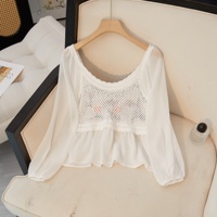 OEM ODM Blus Chiffon Bordir Crochet Gaya Bohemian Wanita Atasan Seksi Musim Panas