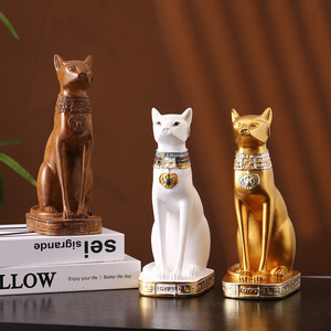 Figurines de chats égyptiens en résine Mystic Arts, lot de 3 statues décoratives pour la maison, le salon, l'entrée et le café - Product Image 4