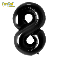 Ballon Chiffre Noir de 40 Pouces Neuf en Gros, en Feuille de Nylon Rempli d'Hélium pour Décorations de Fête du Nouvel An Chinois et de Noël