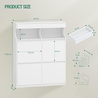 Zapatero de Madera Extensible y Portátil con 4 Cajones Abatibles para Entrada, Pasillo, Sala de Estar u Hotel