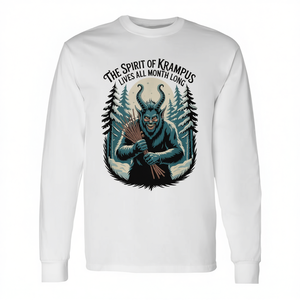 T-shirt à manches longues Krampus Spirit, design vintage effrayant de Noël, chemise pour hommes - Product Image 2