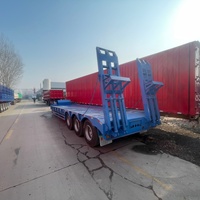 Semi-remorque surbaissée robuste Dingtu à trois essieux, cadre jaune antirouille, échelle à ressorts, pour machines lourdes minières, certifiée ISO, 150T, 13000mm