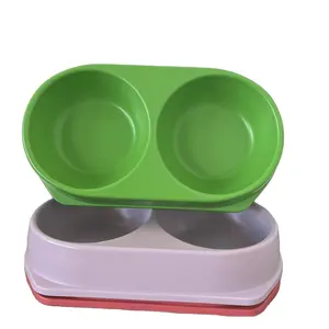 2025 new design Customizable Logo Degradable Plastic Plant Bamboo Fiber Pet Double bowls