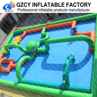 Parcours d'obstacles aquatiques gonflables géants en forme de pieuvre pour parcs d'attractions extérieurs