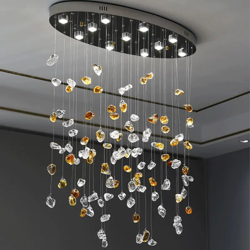 Decorazioni per la casa di arte moderna lampade a sospensione in pietra soffitto montato luci a sospensione in vetro soffiato a mano di lusso LED contemporaneo MJ