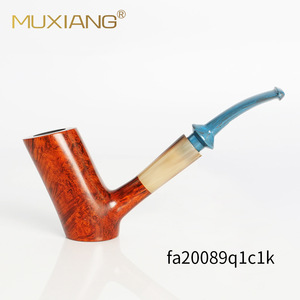 Briarwood Pipe Tokyo Series Bent Shape 3Mm Horn Smooth Cumberland Vulcanized Rubber Mouthpiece Tobacco Smoking Pipe - Product Image 4