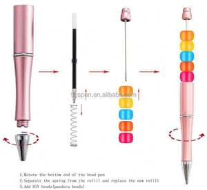 Stylo bille décoratif perlé très prisé, stylo bille en plastique DIY perlé avec diamant en cristal - Product Image 4