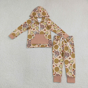 ชุดเสื้อฮู้ดมีซิปและกางเกงลายฟักทองสำหรับเด็กผู้ชาย - Product Image 2