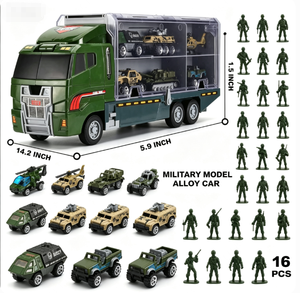 Camion militaire personnalisé avec figurines de soldats, mini-véhicule de combat en métal moulé sous pression dans un camion de transport - Product Image 4