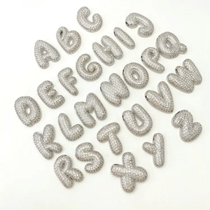 Gran oferta, collar con inicial del alfabeto Chapado en plata, globo de circón de latón, Burbuja, gordito, 26 colgantes con letras en inglés, collar - Product Image 1