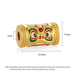 Cuentas cilíndricas Guan Gongshi de oro macizo de 24 quilates, 0,85G, componentes de joyería de estilo chino para pulseras - Product Image 4