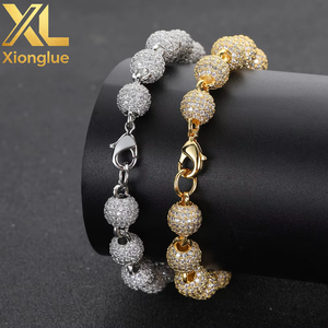 8mm Neck <b>Chain</b> for Women Gold Plated <b>Iced</b> Out <b>Chain</b> Micro Pave Cz Jewelry Round Bead Necklace - Product Image 3