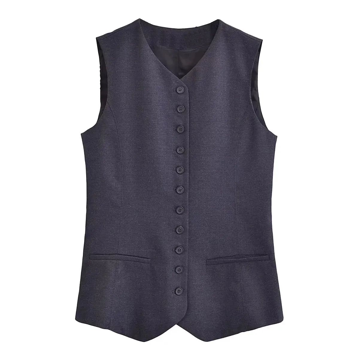 Kaopu Za Women Front Knoop Vest Vintage V-Hals Mouwloze Dames Bovenkleding Chic Vest Tops