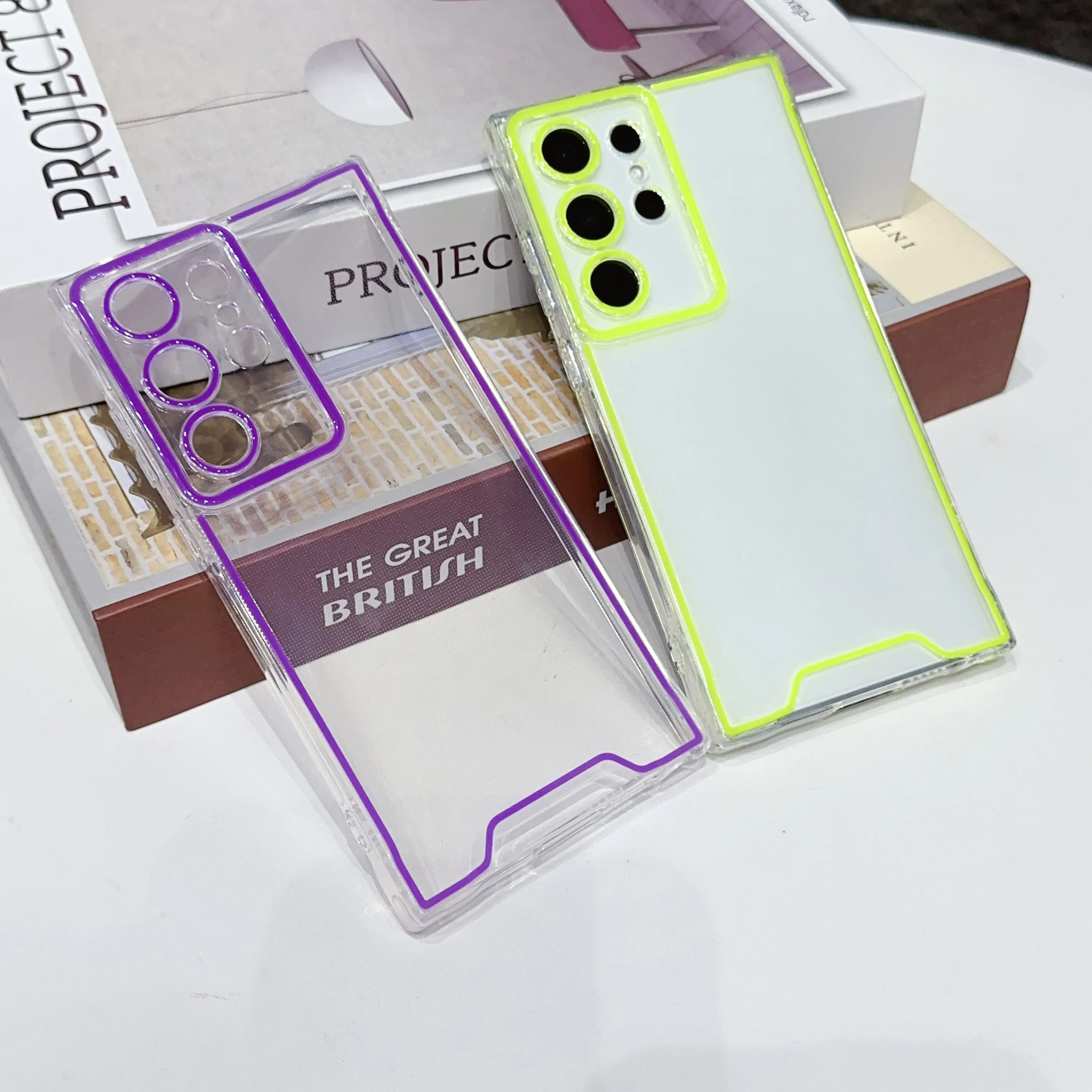 Casing ponsel bening Glitter bercahaya desain baru 2024 untuk Samsung S24 S23 S22 S21 ultra Neon casing ponsel untuk iPhone