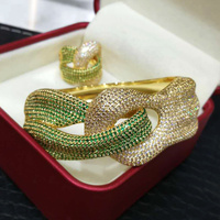 Ensemble de bijoux de mariage brillants de haute qualité H149C, cadeau pour femme, tendance, romantique, bracelet et bague, ensemble de 2 bijoux, nouveauté