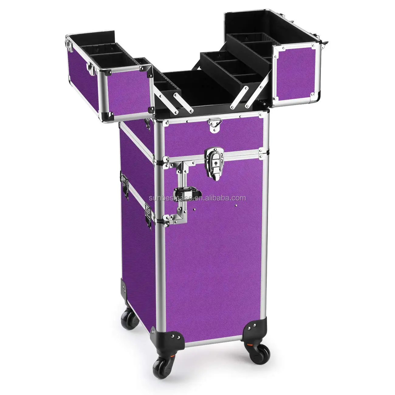 Professional trolley makeup case empty beauty cosmetic makeup train case with wheels trolley for artist travel