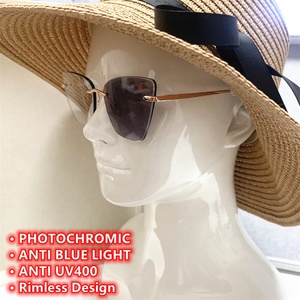 Lunettes de soleil sans monture photochromiques pour femmes dames oeil de chat lunett photogray <span class=keywords><strong>antireflet</strong></span> original 2025 anti uv400 - Product Image 2