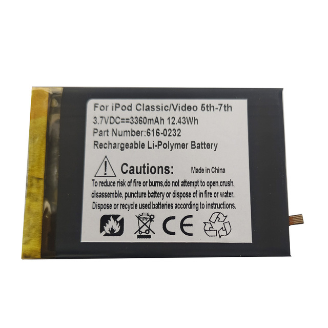 616-0232 for iPod Classic 6 7 &Video 5 Thin Slim Verion  MP3 Battery
