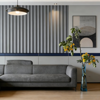 Panneaux muraux acoustiques en bois extérieur WPC et PVC à rainures circulaires - Imperméables, ignifuges, design moderne pour salon