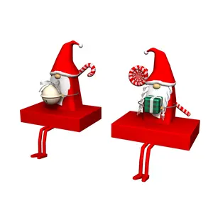 Set Van 2 Open Haard Decoraties Kerst Stocing Houder Metalen Santa Clausule Kous Houder Voor Haardhaardhaken
