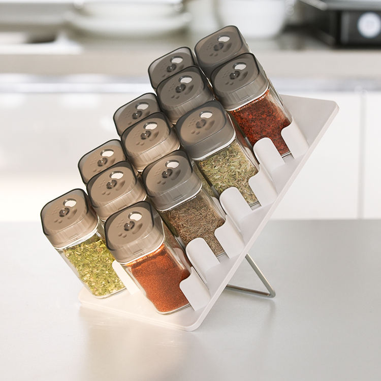 12 Jars Spice Rack Set - Gray