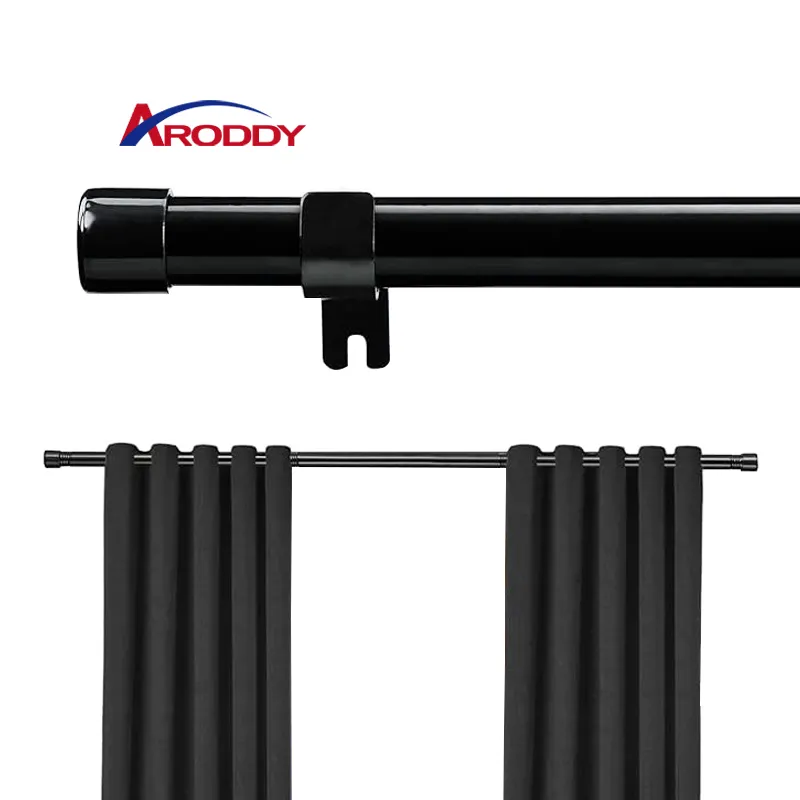 ARODDY termasuk 2 braket Finials yang cocok & batang gorden perangkat keras dan joran tirai hitam dengan sikat 66 hingga 120 inci