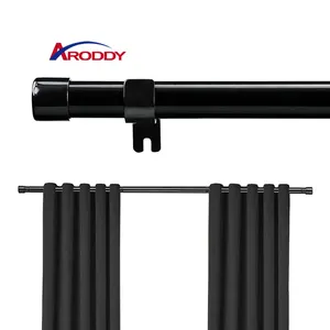 ARODDY incluye 2 soportes de remates a juego y barra de cortina de herrajes y remates de 66 a 120 pulgadas barra de cortina negra cepillada