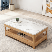Table basse moderne en bois et marbre, écologique, prix usine, personnalisable, faible MOQ, livraison immédiate