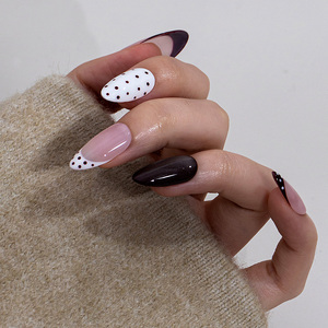 Nuevo personalizado <span class=keywords><strong>lunares</strong></span> ojo de gato francés hecho a mano acrílico cubierta completa <span class=keywords><strong>uñas</strong></span> a presión <span class=keywords><strong>uñas</strong></span> postizas al por mayor Stick-On Finger Nails Art - Product Image 5