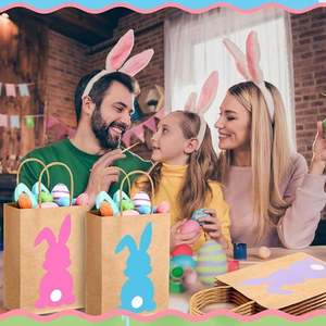 Bolsas de Regalo de Papel Kraft de Pascua con Impresión de Logotipo, Bolsas de Regalo para Dulces y Bocadillos para Promociones Festivas - Product Image 3