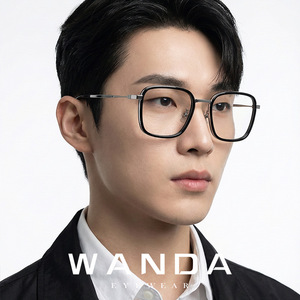 Rectangular Full Rim Pure Titanium Eyeglasses LF9024 <b>Black</b> <b>Frame</b> Blue Light Protection Unisex Daily Wear - Product Image 3