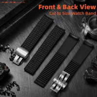 Bracelet de montre en caoutchouc fluoré FKM de 20 mm pour RLX GMT-Master II, texture quadrillée, bracelet en caoutchouc CTS avec fermoir déployant en acier inoxydable