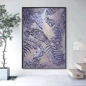 Peinture à l'huile sur toile grand format, peinte à la main, avec cadre texturé 3D, décoration murale moderne, arts décoratifs, vente en gros - Product Image 3