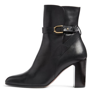 Nouvel arrivage de <span class=keywords><strong>bottines</strong></span> élégantes personnalisées à la mode à bout carré de 7.5cm à talons hauts polies pour femmes avec boucle à étrier - Product Image 1
