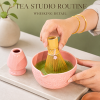 Ensemble de thé matcha en céramique de style japonais Sakura, 8 pièces, fouet, bol, cuillère, passoire, boîte cadeau, directement de l'usine