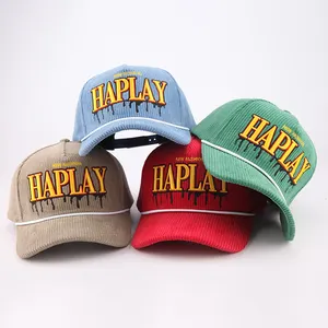 Factory Price Custom 5 Panel Caps 3D Embroidered Logo High Quality Corduroy Baseball Caps Sports Cap For Men Women
