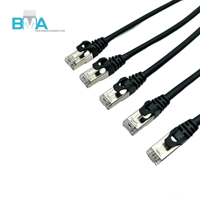 Cable de Conexión RJ45 8P8C Blindado, 26AWG, 210 mm/0.69 pies, Aislamiento de PVC, Negro, para Conexión de Red de Telefonía y Control Industrial