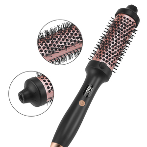 Peine de <span class=keywords><strong>cepillo</strong></span> de pelo eléctrico portátil profesional con pantalla LED de temperatura calentador PTC cepillos térmicos redondos para uso doméstico - Product Image 1