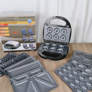 <span class=keywords><strong>Piastra</strong></span> Multifunzione 6-in-1 per Sandwich, Waffle e Panini <span class=keywords><strong>con</strong></span> Piastre Antiaderenti Rimovibili, Stazione Colazione Compatta - Product Image 4