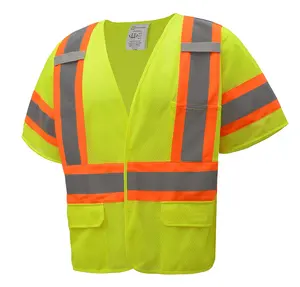 100% Polyester Maille ANSI <span class=keywords><strong>Classe</strong></span> <span class=keywords><strong>3</strong></span> <span class=keywords><strong>Haute</strong></span> <span class=keywords><strong>Visibilité</strong></span> Bicolore <span class=keywords><strong>Gilet</strong></span> De Sécurité - Product Image 1
