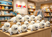 Jouets en peluche personnalisés, phoque blanc doux avec ailerons gris pour les cadeaux d'enfants, promotions de vacances, jouets en peluche personnalisés