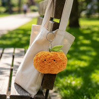 Pendentif en peluche orange en coton doux, série fruits, avec rembourrage en coton PP, 0-10 cm