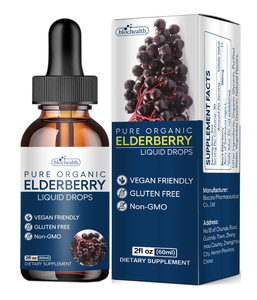Gotas de Saúco 60ml, Extracto Líquido <span class=keywords><strong>para</strong></span> el Apoyo Inmunológico, Vitamina C, Zinc, Suplemento Antioxidante Natural <span class=keywords><strong>para</strong></span> Niños y Adultos, Sin Alcohol - Product Image 1