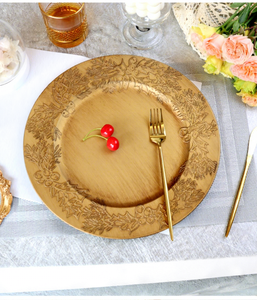 XiangJin di lusso per cena piatto moderno rettangolare nuovo cerchio in plastica oro elegante sottopiatto per uso domestico - Product Image 2