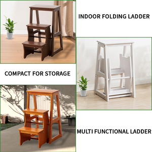 <span class=keywords><strong>Escalera</strong></span> Plegable Multiusos 2 en 1, Diseño Convertible, Certificación EN131, <span class=keywords><strong>Escalera</strong></span> <span class=keywords><strong>de</strong></span> <span class=keywords><strong>Madera</strong></span> <span class=keywords><strong>de</strong></span> <span class=keywords><strong>3</strong></span> <span class=keywords><strong>Peldaños</strong></span> para Cocina, Biblioteca, Aula - Product Image 5
