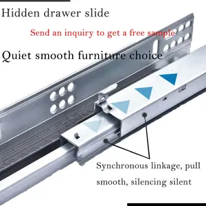 Diapositivas de cajón de acero inoxidable ocultas de alta calidad Diapositiva de cajón de Bajo montaje de cierre suave